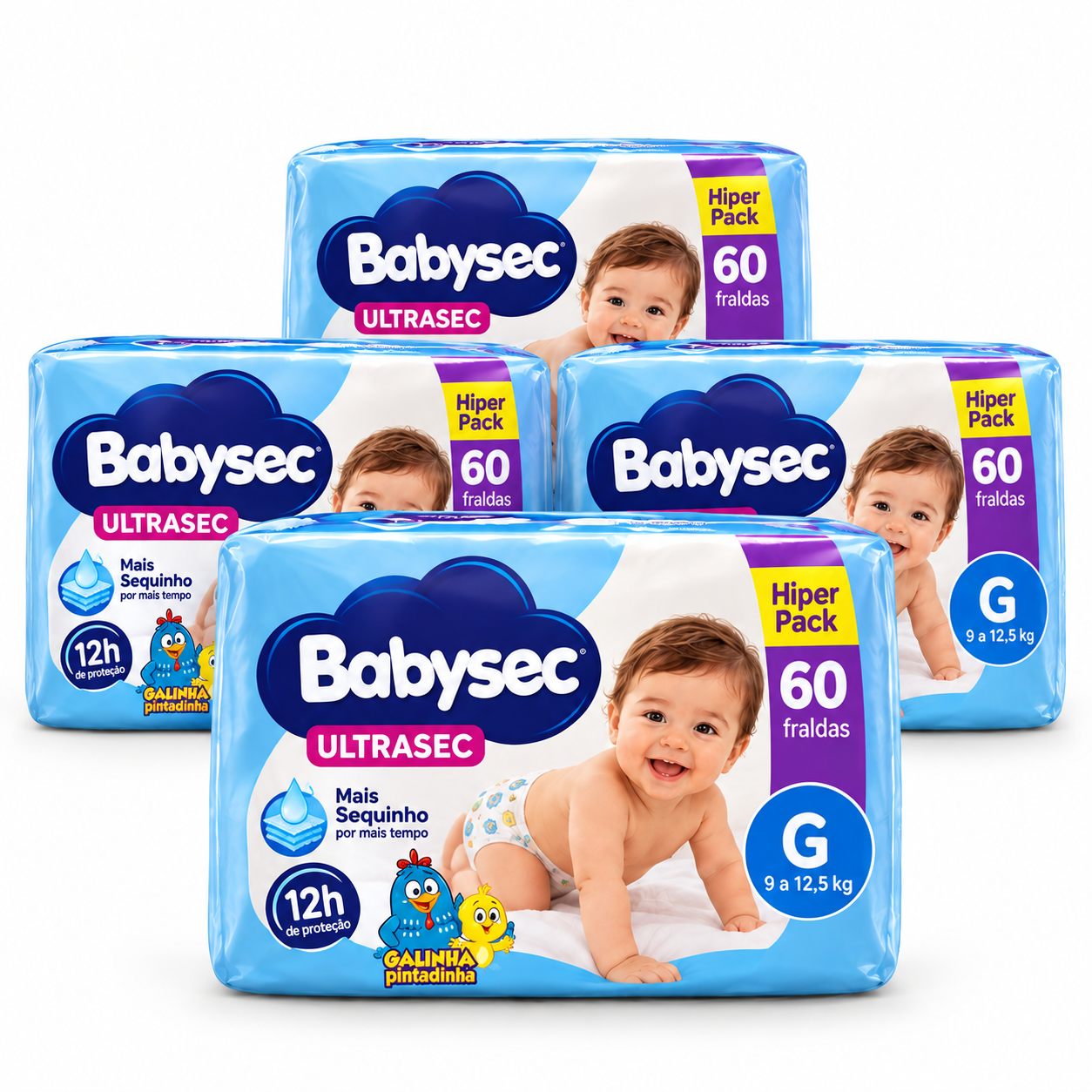Babysec Ultrasec — Kit 4 pacotes (240 fraldas)