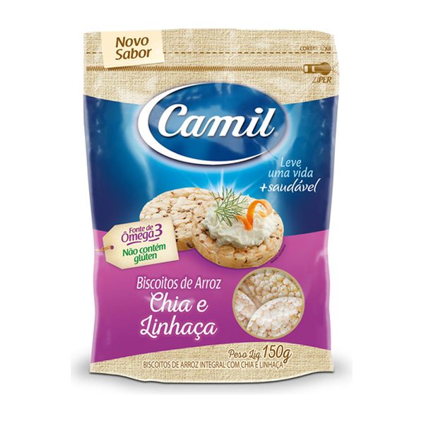 Biscoitos de Arroz Integral Chia e Linhaça