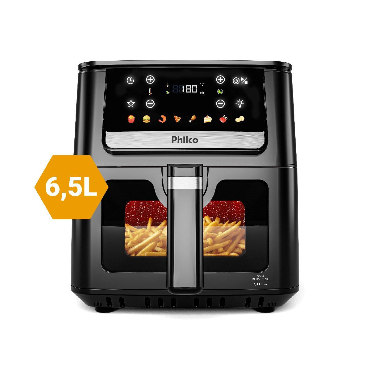 Air Fryer Philco 6,5L Visor Glass e Redstone 1700W